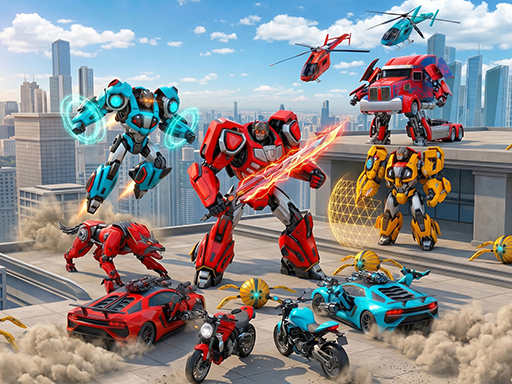Flying Robot Transform Car Games